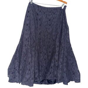 Chaps Skirt Womens 6 Black Lace Trumpet Flared Midi Office Career Work Modest